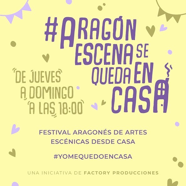 Cartel del Festival Aragón Escenas se queda en casa, ocio frente al coronavirus